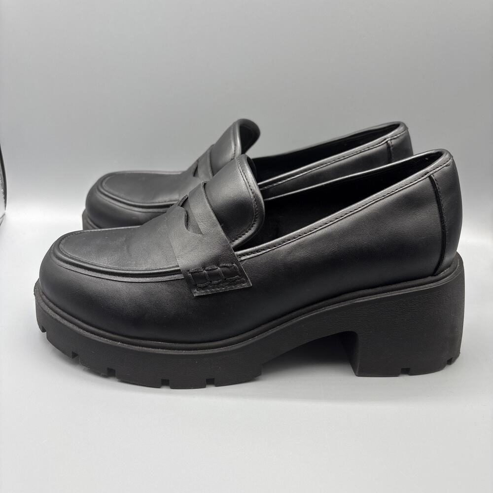Torrid Chunky Lug Sole Penny Loafers Size 10 WW Wide Black Faux Leather Academia - Picture 5 of 10